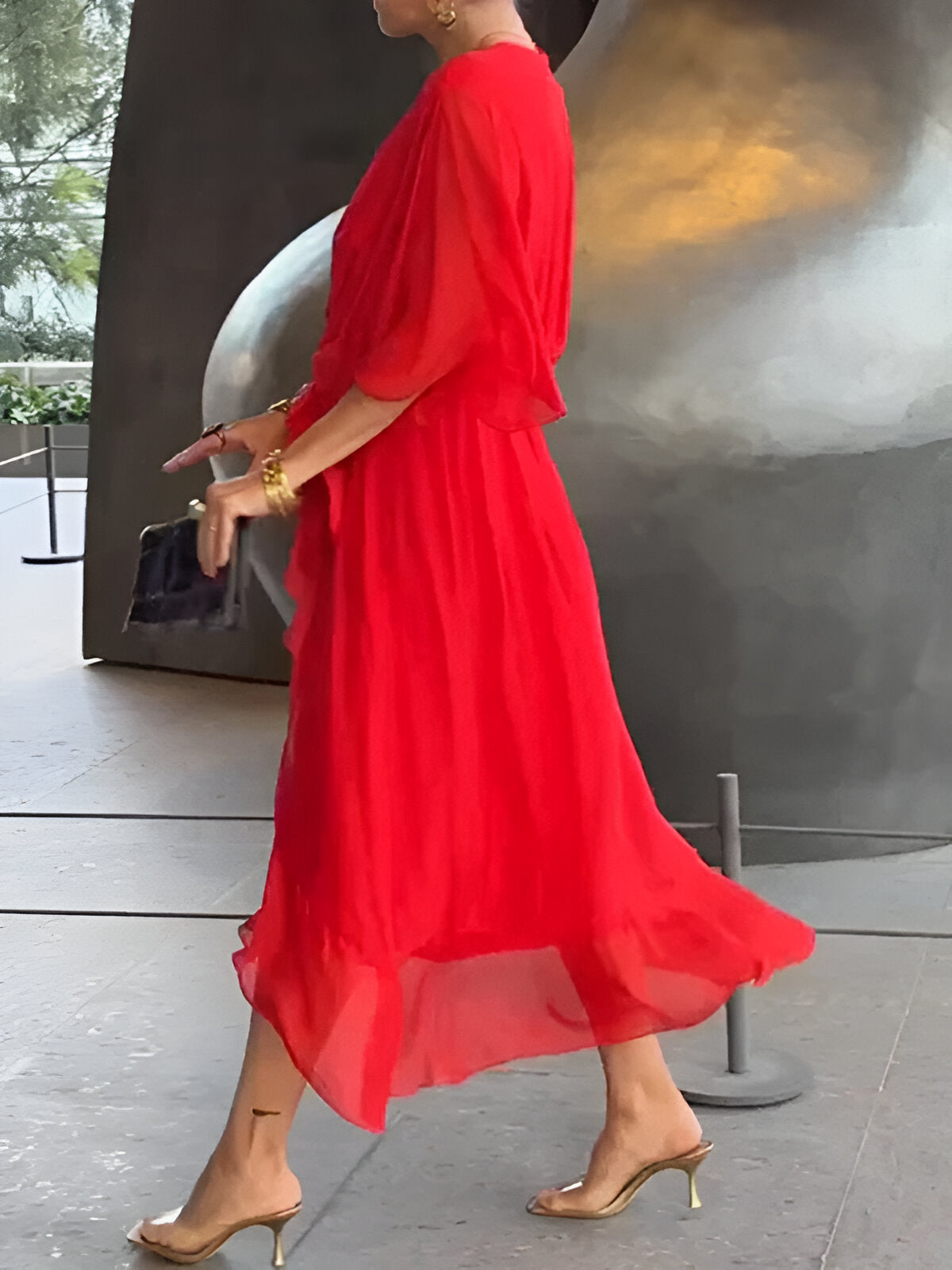 Monica | Abito in chiffon con scollatura a V