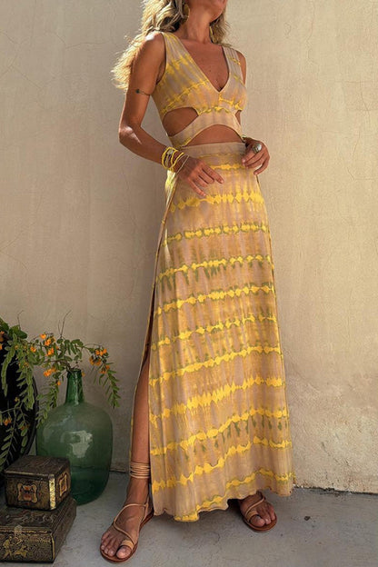 Miky - Vestito Plunge Cut-Out in Lino